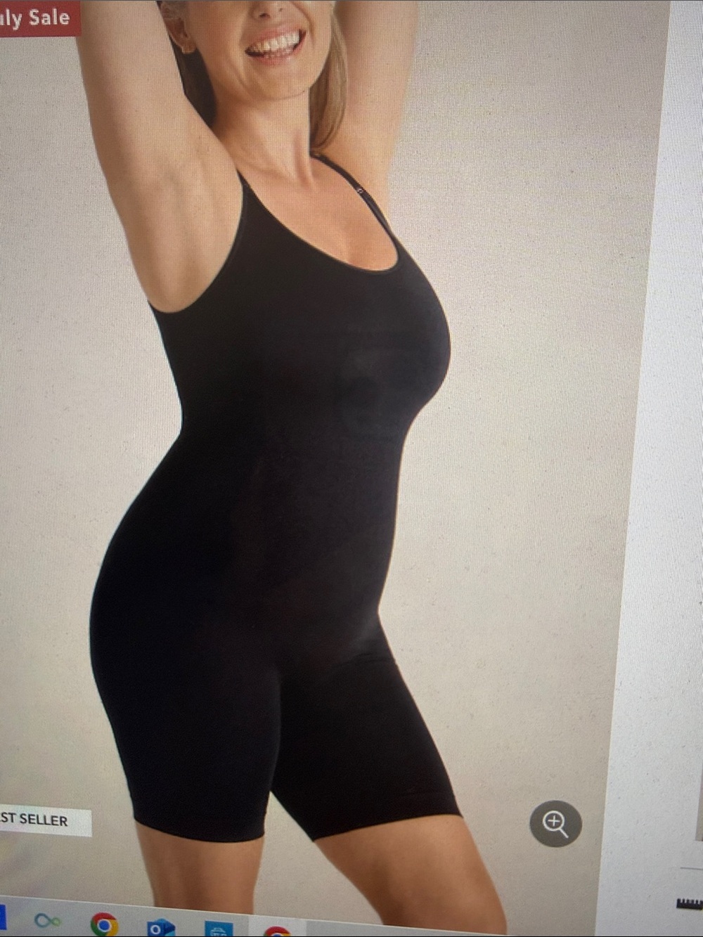NWT Shapermint Black Essential all Day Everyday Scoop Neck Mid Thigh Bodysuit L